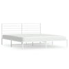 Stella Homewares Metal Bed Frame without Mattress with Headboard White 183x203 cm King