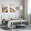 Stella Homewares Metal Bed Frame without Mattress with Footboard White 135x190 cm