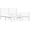Stella Homewares Metal Bed Frame without Mattress with Footboard White 150x200 cm