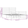 Stella Homewares Metal Bed Frame without Mattress with Footboard White 150x200 cm