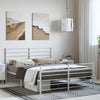 Stella Homewares Metal Bed Frame without Mattress with Footboard White 150x200 cm