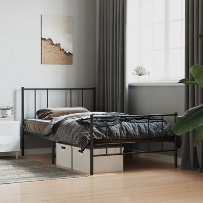 Stella Homewares Metal Bed Frame without Mattress with Footboard Black 107x203 cm King Single