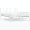 Stella Homewares Metal Bed Frame without Mattress with Footboard White 150x200 cm