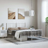 Stella Homewares Metal Bed Frame without Mattress with Footboard White 150x200 cm