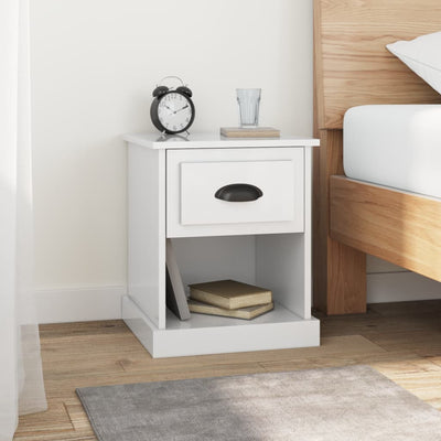 Stella Homewares Bedside Cabinet High Gloss White 39x39x47.5 cm Engineered Wood