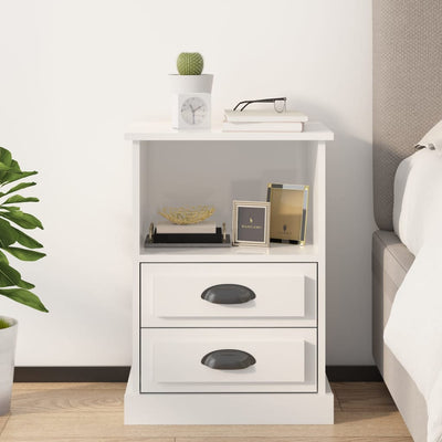 Stella Homewares Bedside Cabinet High Gloss White 43x36x60 cm