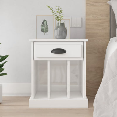 Stella Homewares Bedside Cabinet High Gloss White 43x36x50 cm