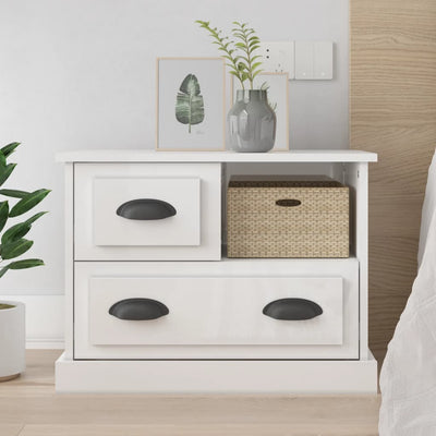 Stella Homewares Bedside Cabinet High Gloss White 60x39x45 cm