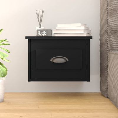 Stella Homewares Wall-mounted Bedside Cabinet Black 41.5x36x28cm