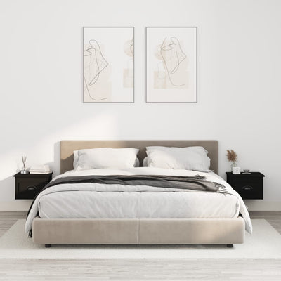 Stella Homewares Wall-mounted Bedside Cabinets 2 pcs Black 41.5x36x28cm