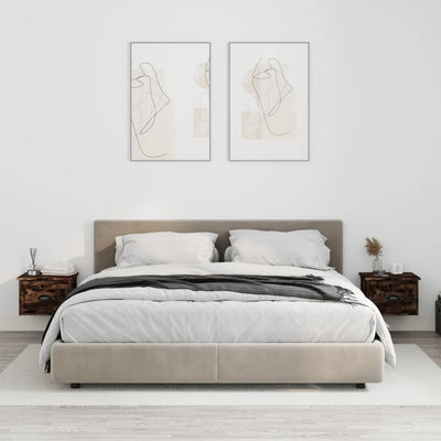 Stella Homewares Wall-mounted Bedside Cabinets 2 pcs Smoked Oak 41.5x36x28cm