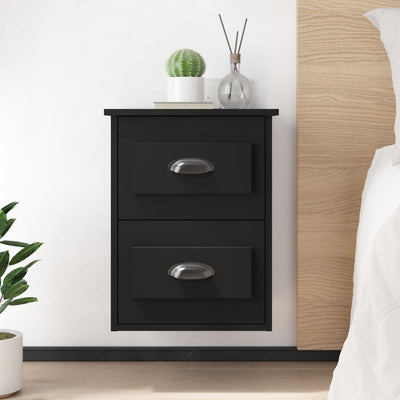 Stella Homewares Wall-mounted Bedside Cabinets 2 pcs Black 41.5x36x53cm