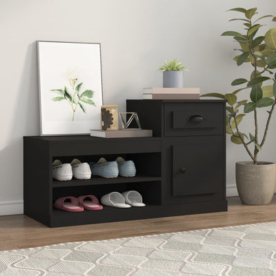 Stella Homewares Shoe Cabinet Black 100x42x60 cm Engineered Wood