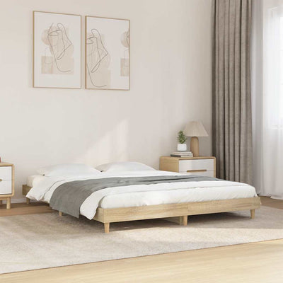 Stella Homewares Bed Frame without Mattress Sonoma Oak 135x190 cm Engineered Wood