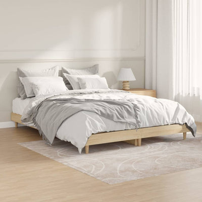 Stella Homewares Bed Frame without Mattress Sonoma Oak 135x190 cm Engineered Wood