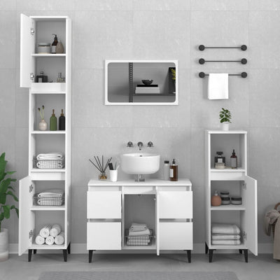 Stella Homewares 3 Piece Bathroom Furniture Set White Engineered Wood