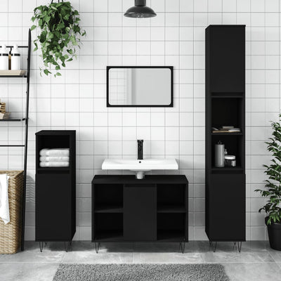 Stella Homewares Bathroom Cabinet Black 30x30x100 cm Engineered Wood