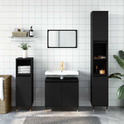 Stella Homewares Bathroom Cabinet Black 58x33x60 cm Engineered Wood