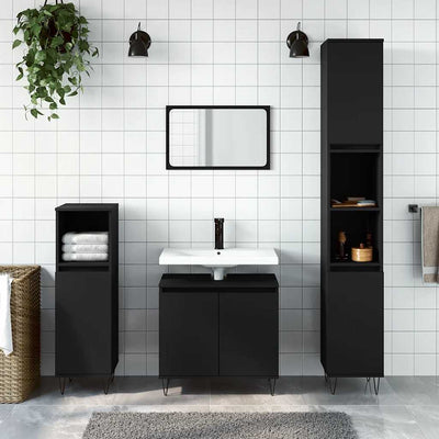 Stella Homewares Bathroom Cabinet Black 58x33x60 cm Engineered Wood