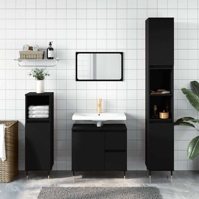 Stella Homewares Bathroom Cabinet Black 65x33x60 cm Engineered Wood