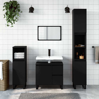 Stella Homewares Bathroom Cabinet Black 65x33x60 cm Engineered Wood