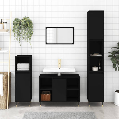 Stella Homewares Bathroom Cabinet Black 80x33x60 cm Engineered Wood