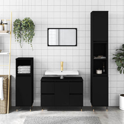 Stella Homewares Bathroom Cabinet Black 80x33x60 cm Engineered Wood