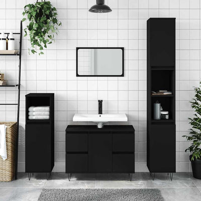 Stella Homewares Bathroom Cabinet Black 80x33x60 cm Engineered Wood