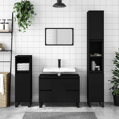 Stella Homewares Bathroom Cabinet Black 80x33x60 cm Engineered Wood