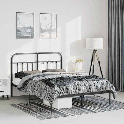 Stella Homewares Metal Bed Frame without Mattress with Headboard Black 150x200 cm