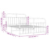 Stella Homewares Metal Bed Frame without Mattress with Footboard Black 135x190 cm