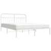 Stella Homewares Metal Bed Frame without Mattress with Headboard White 183x203 cm King