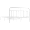 Stella Homewares Metal Bed Frame without Mattress with Headboard White 183x203 cm King