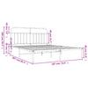 Stella Homewares Metal Bed Frame without Mattress with Headboard White 183x203 cm King