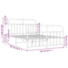Stella Homewares Metal Bed Frame without Mattress with Footboard White 150x200 cm