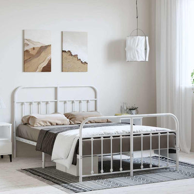 Stella Homewares Metal Bed Frame without Mattress with Footboard White 150x200 cm