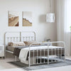 Stella Homewares Metal Bed Frame without Mattress with Footboard White 150x200 cm
