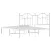 Stella Homewares Metal Bed Frame without Mattress with Headboard White 135x190 cm