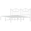 Stella Homewares Metal Bed Frame without Mattress with Headboard White 183x203 cm King