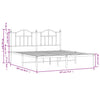 Stella Homewares Metal Bed Frame without Mattress with Headboard White 183x203 cm King