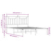 Stella Homewares Metal Bed Frame without Mattress with Headboard Black 150x200 cm