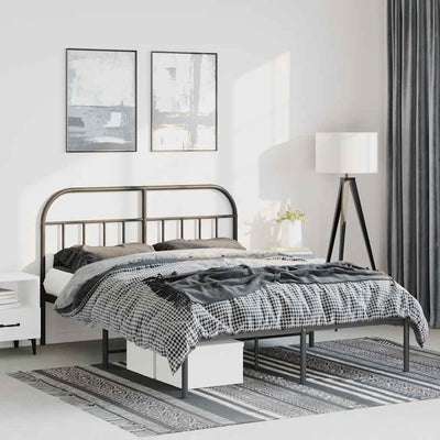 Stella Homewares Metal Bed Frame without Mattress with Headboard Black 150x200 cm