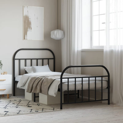 Stella Homewares Metal Bed Frame without Mattress with Footboard Black 107x203 cm King Single