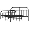 Stella Homewares Metal Bed Frame without Mattress with Footboard Black 150x200 cm