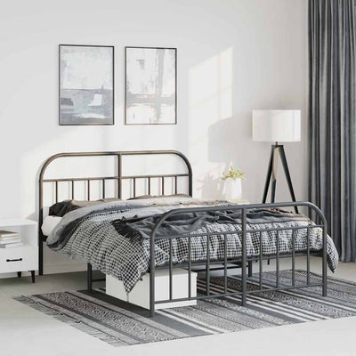 Stella Homewares Metal Bed Frame without Mattress with Footboard Black 150x200 cm