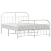 Stella Homewares Metal Bed Frame without Mattress with Footboard White 135x190 cm