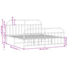 Stella Homewares Metal Bed Frame without Mattress with Footboard White 183x203 cm King
