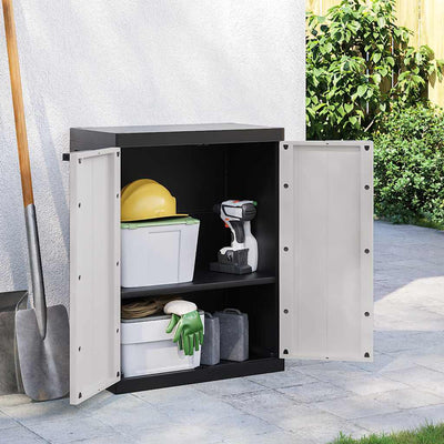 Stella Homewares Outdoor Storage Cabinet Grey and Black 65x37x85 cm PP
