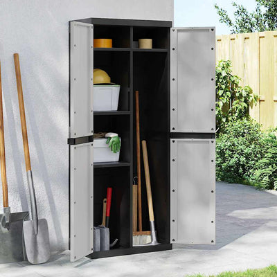 Stella Homewares Outdoor Storage Cabinet Grey and Black 65x37x165 cm PP