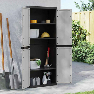 Stella Homewares Outdoor Storage Cabinet Grey and Black 65x37x165 cm PP
